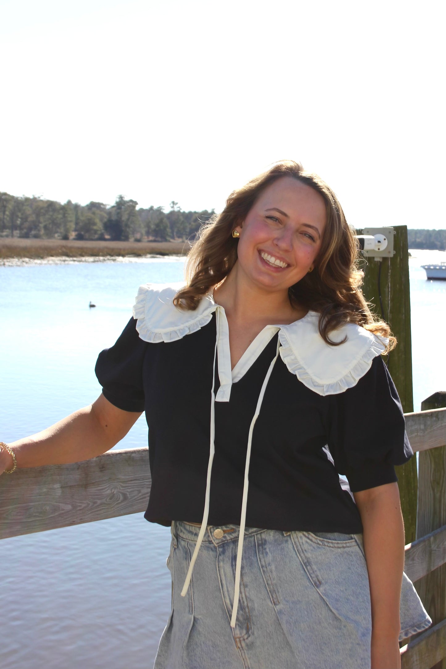 Dk. Navy Collared Top
