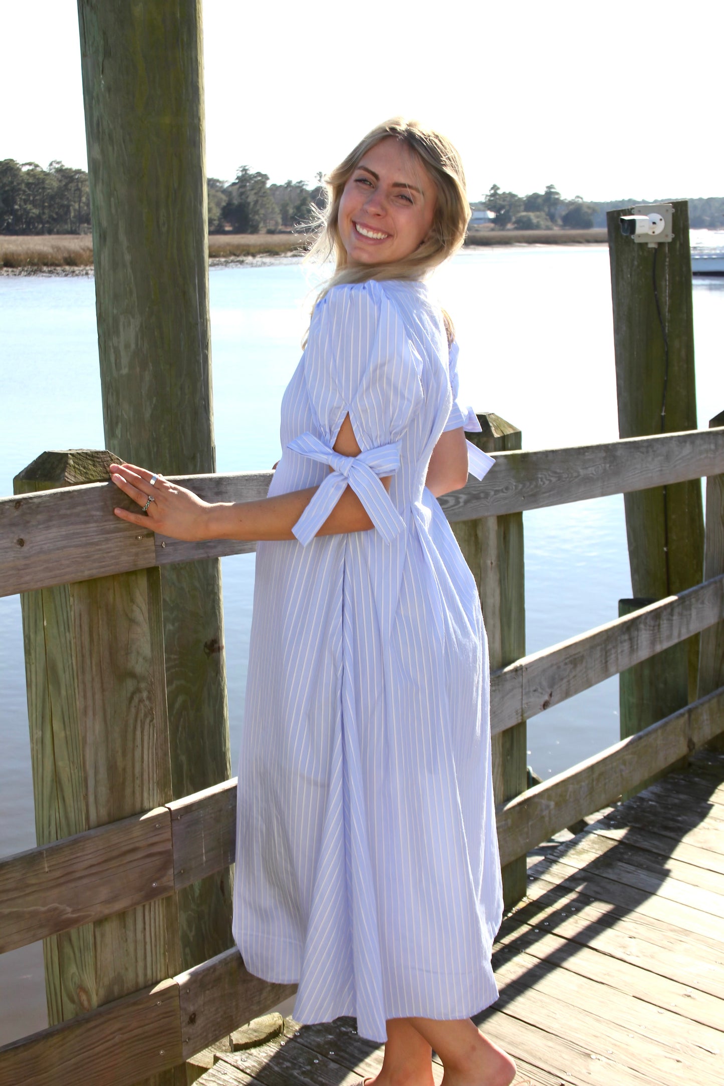 Blue Stripe Midi Dress