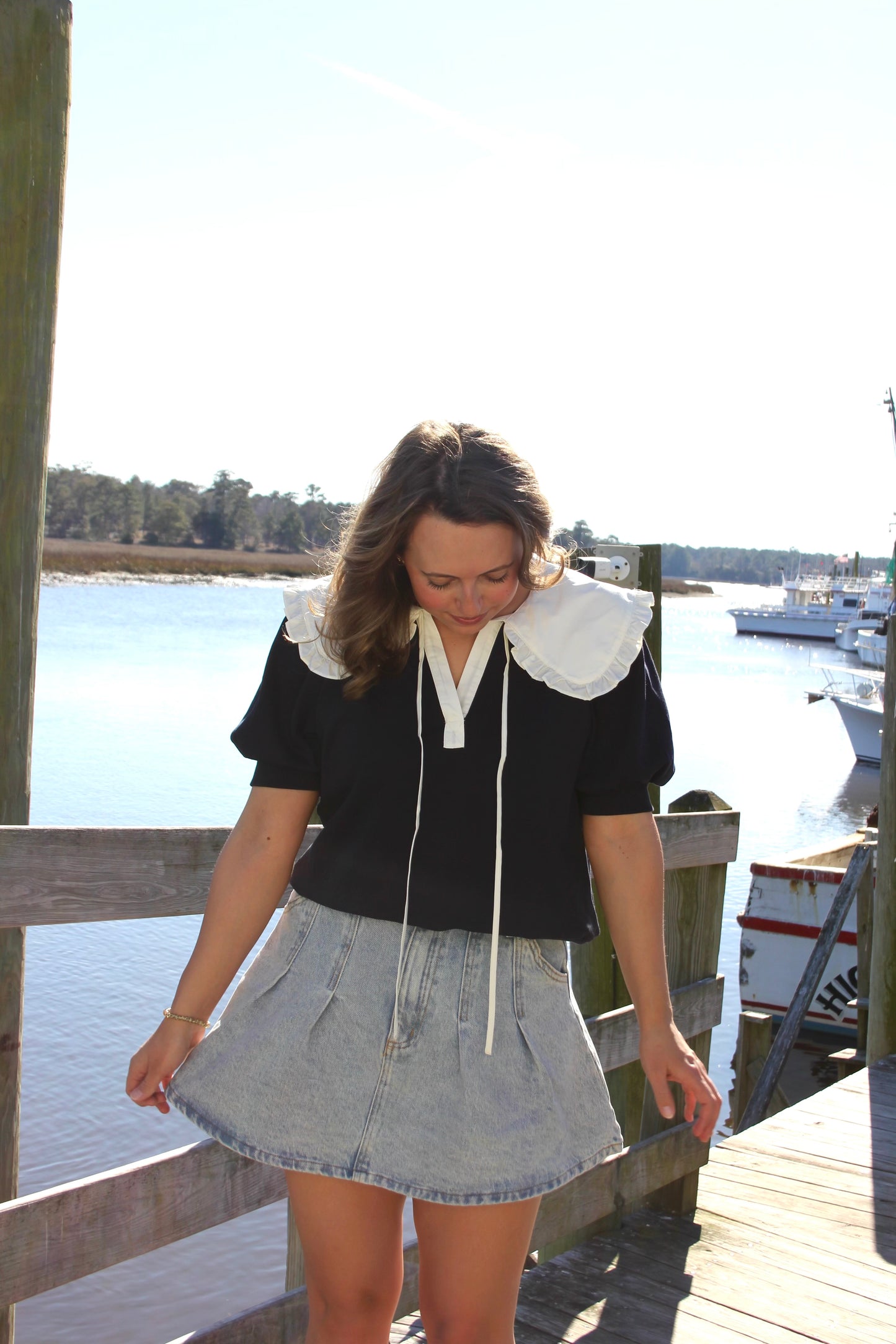 Dk. Navy Collared Top