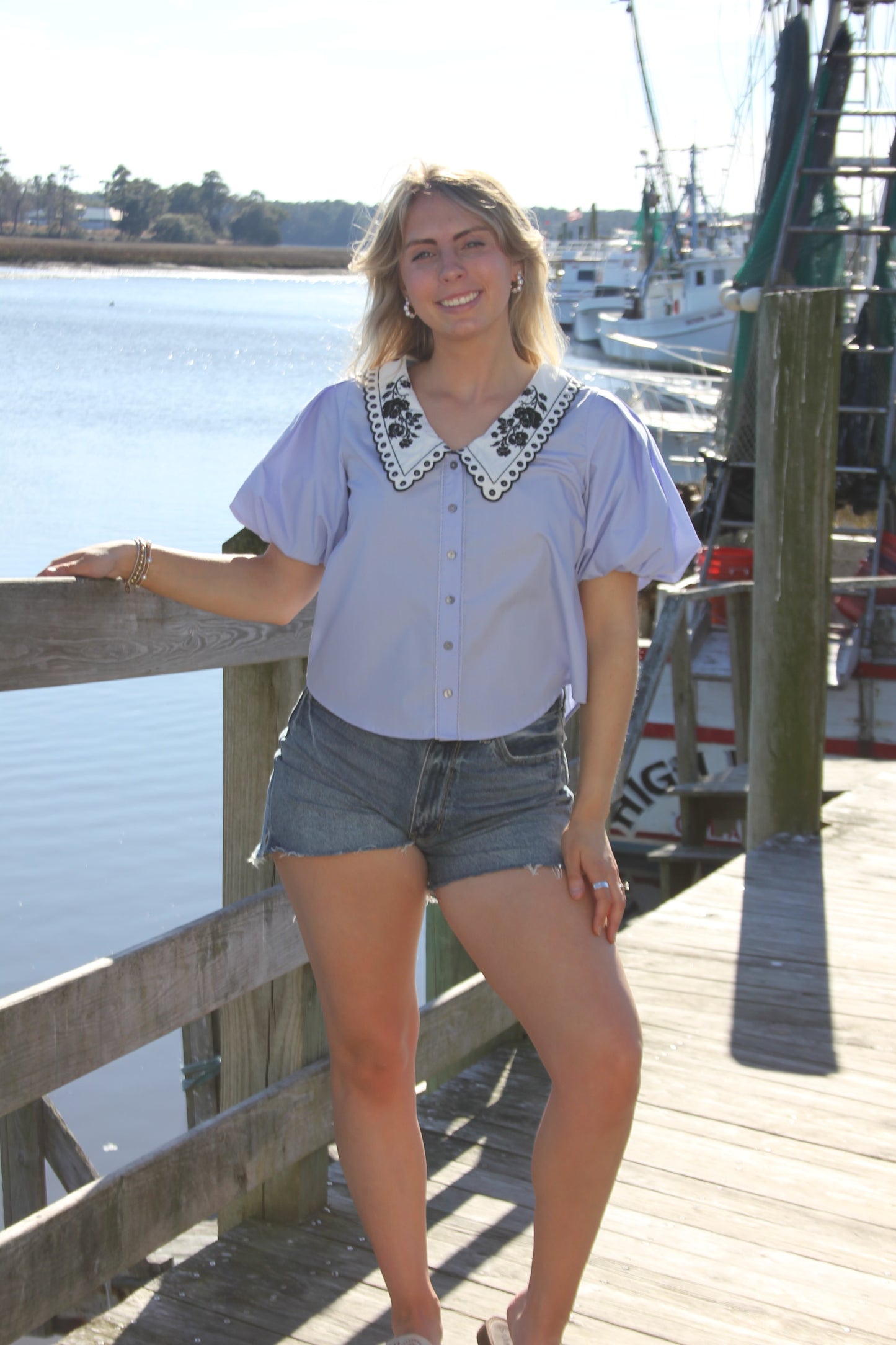 Chambray Collar Blouse
