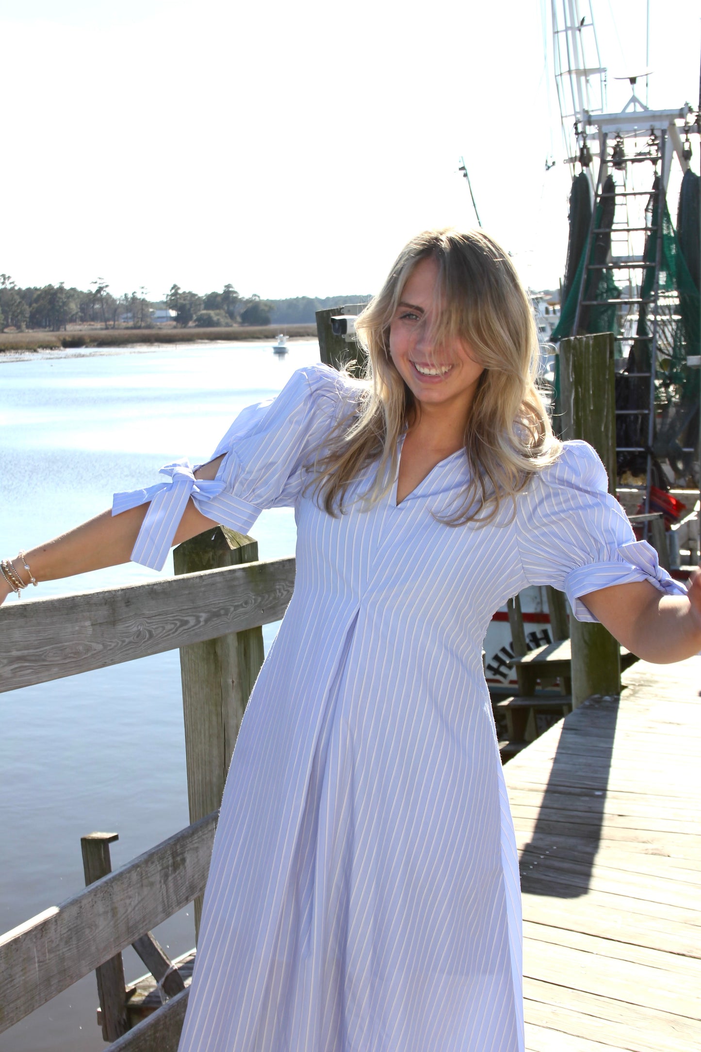Blue Stripe Midi Dress