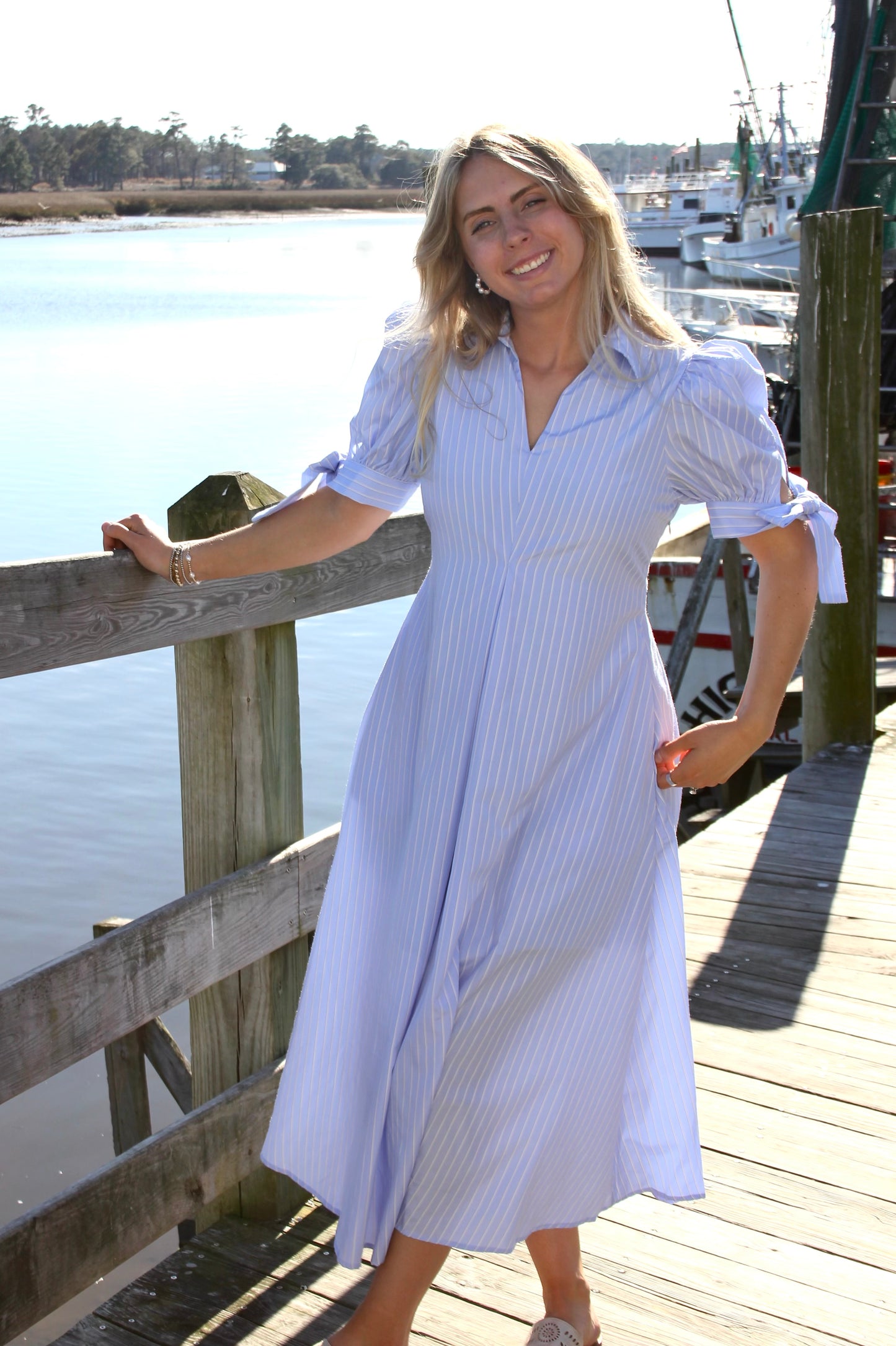 Blue Stripe Midi Dress
