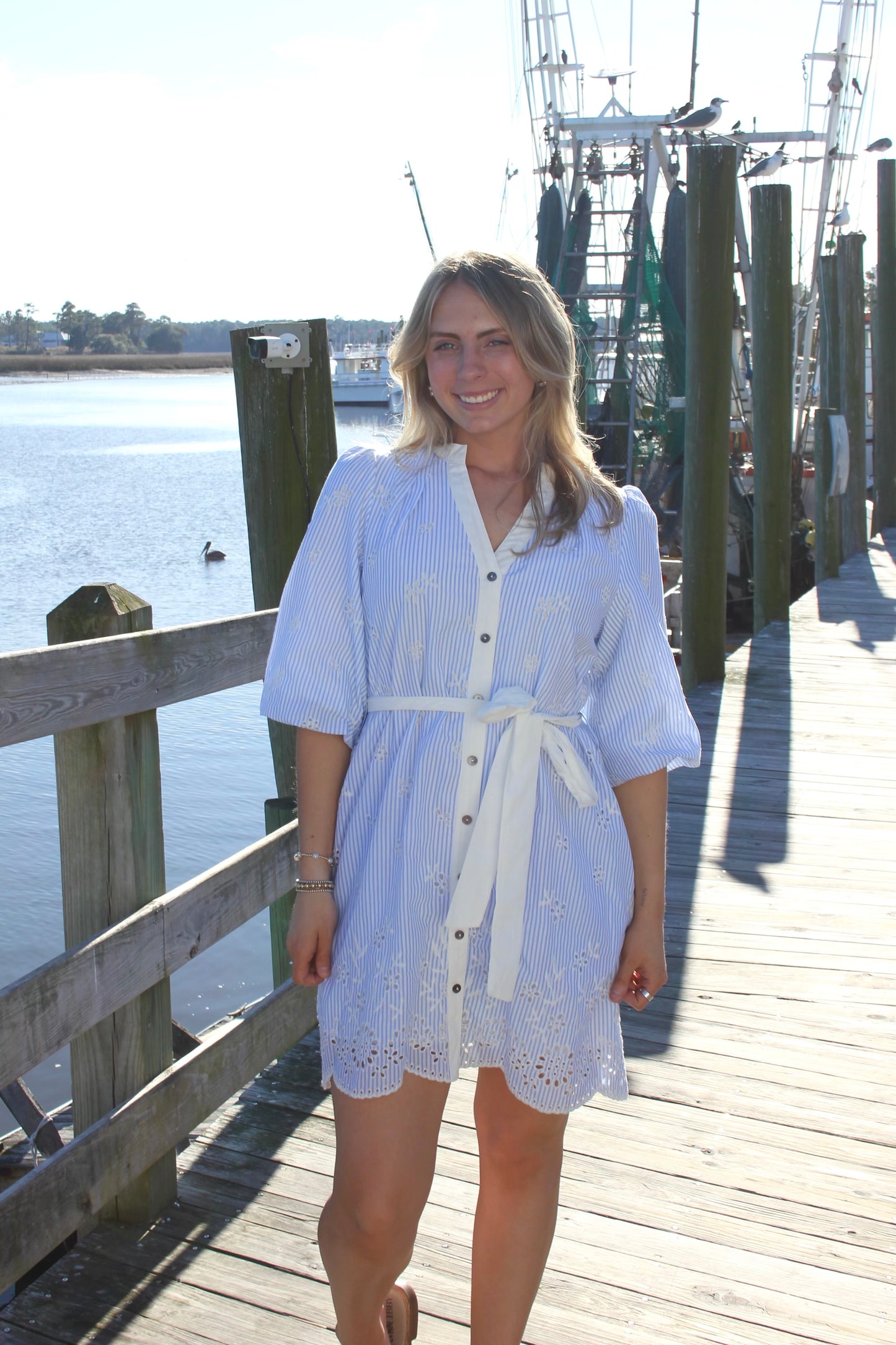 Eyelet Blue Dress