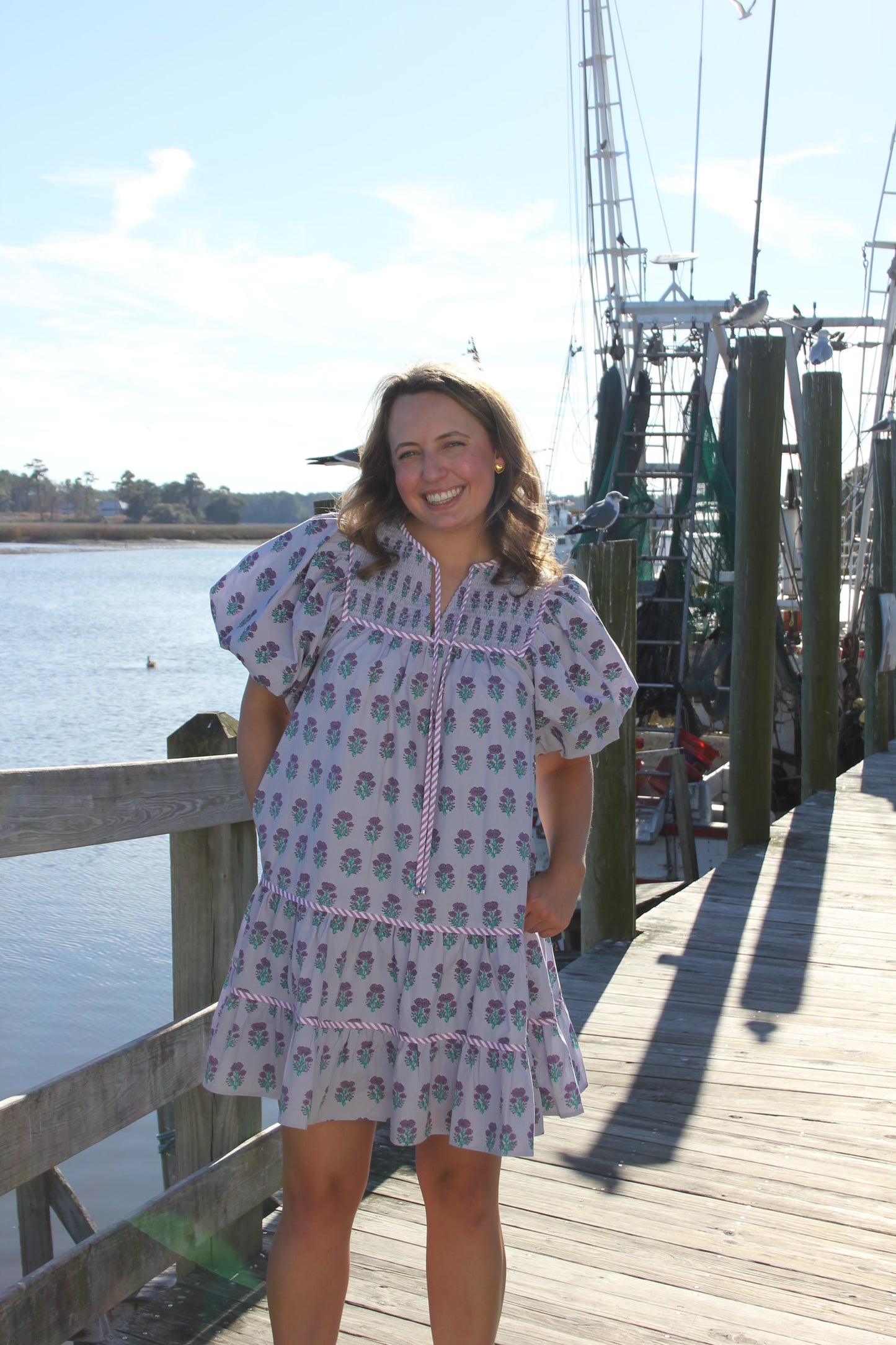 Lavender Block Print Dress