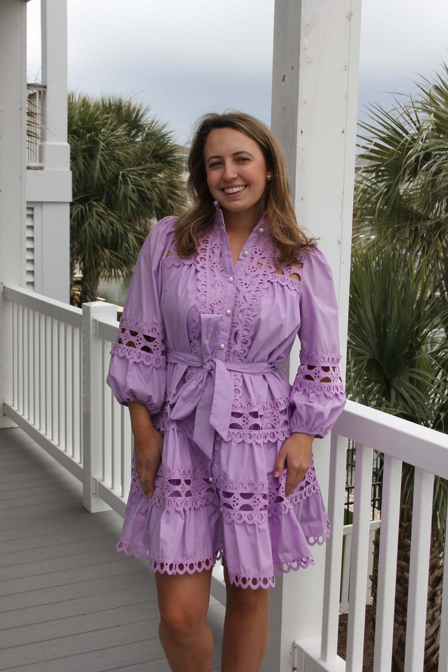 Lilac Pearl Button Dress