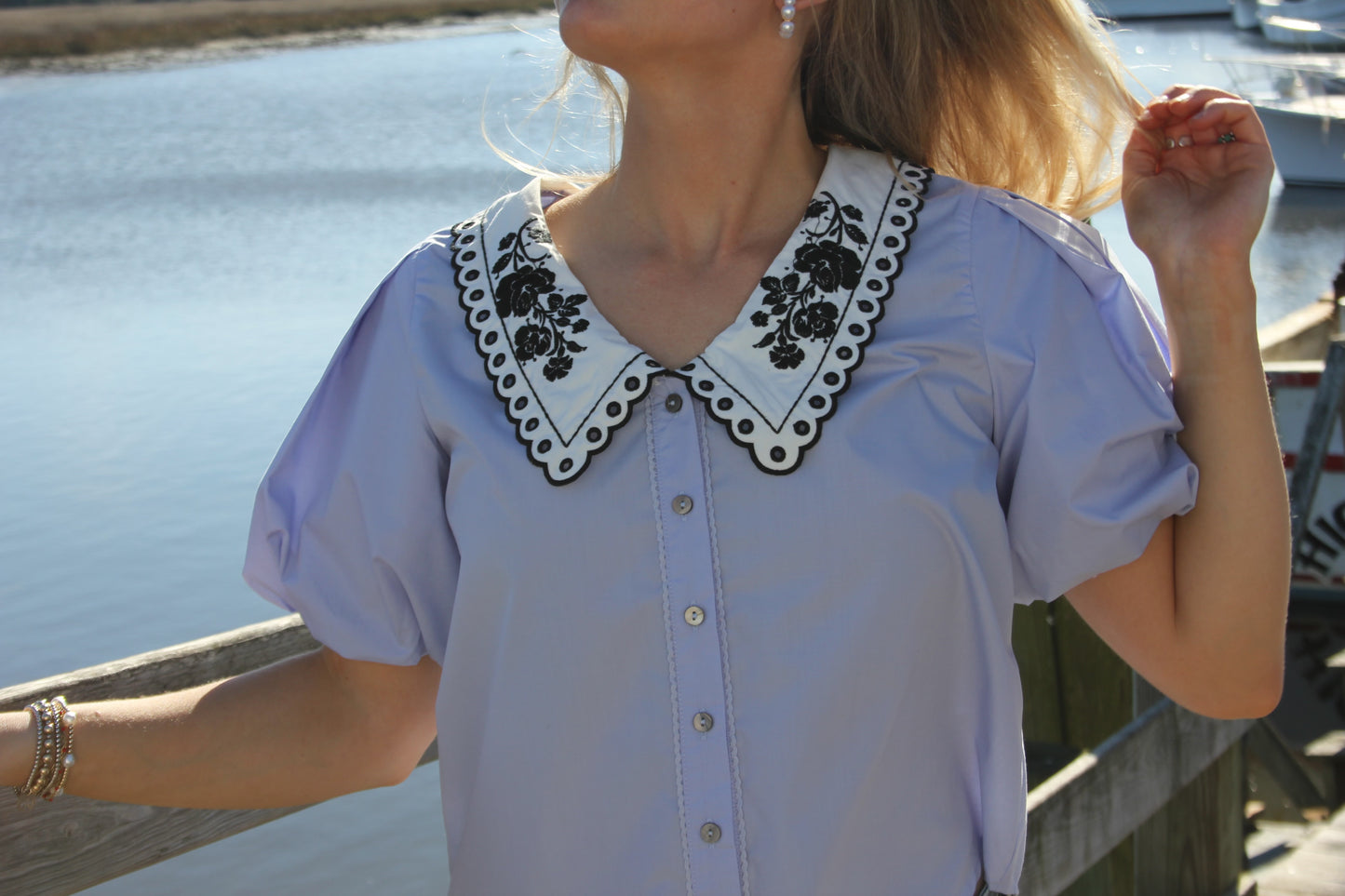 Chambray Collar Blouse