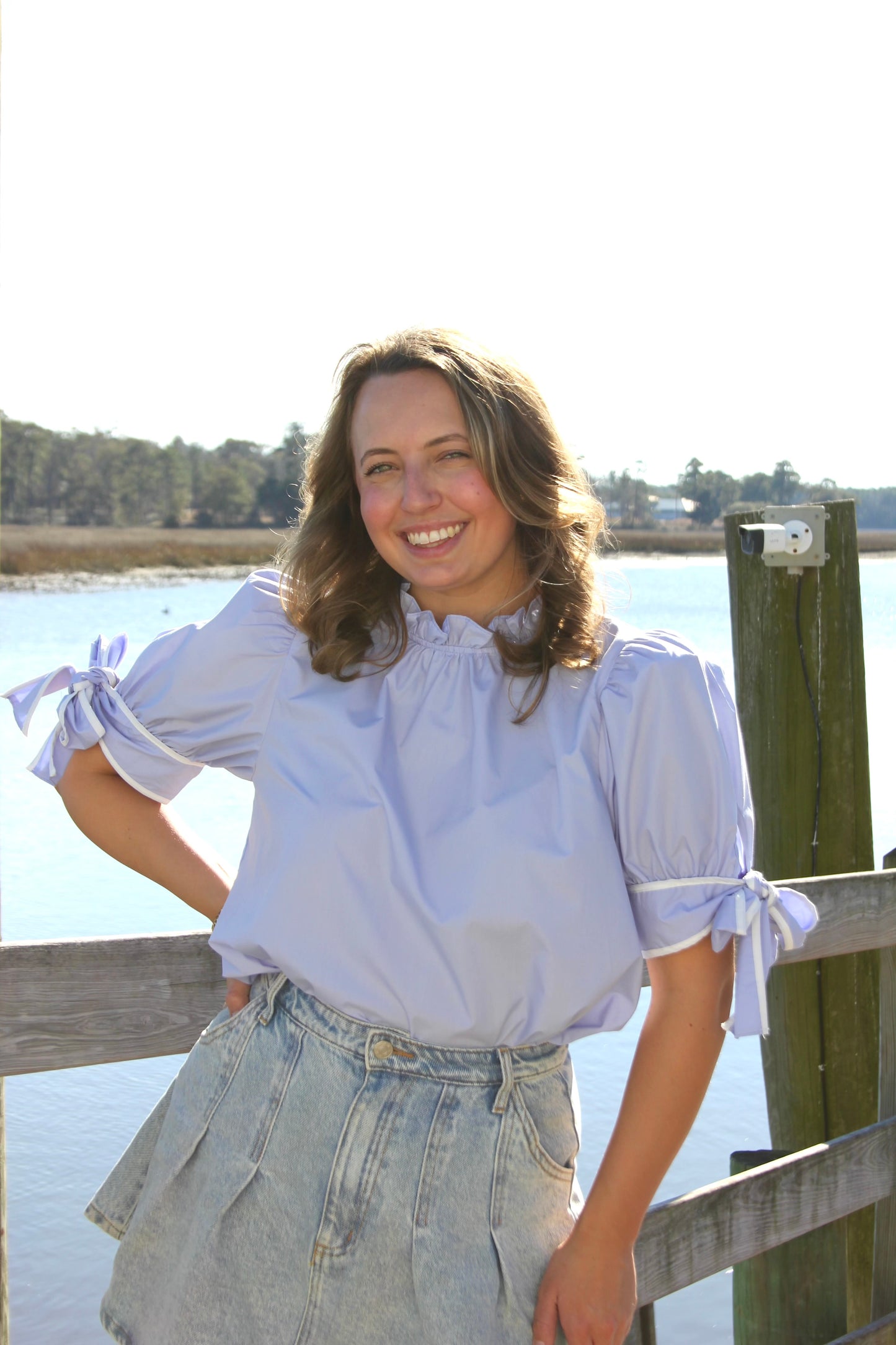 Chambray Bow Blouse
