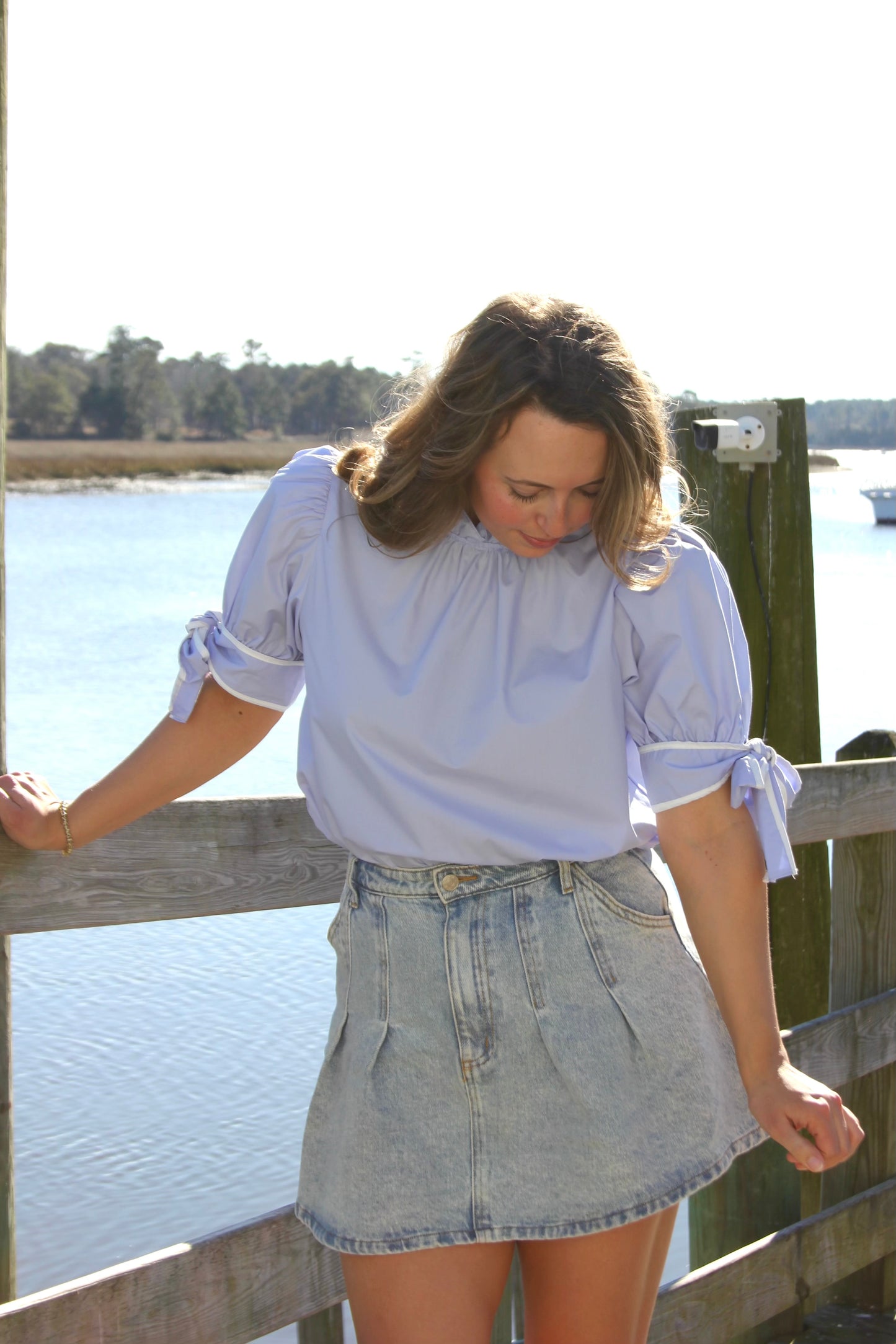 Chambray Bow Blouse