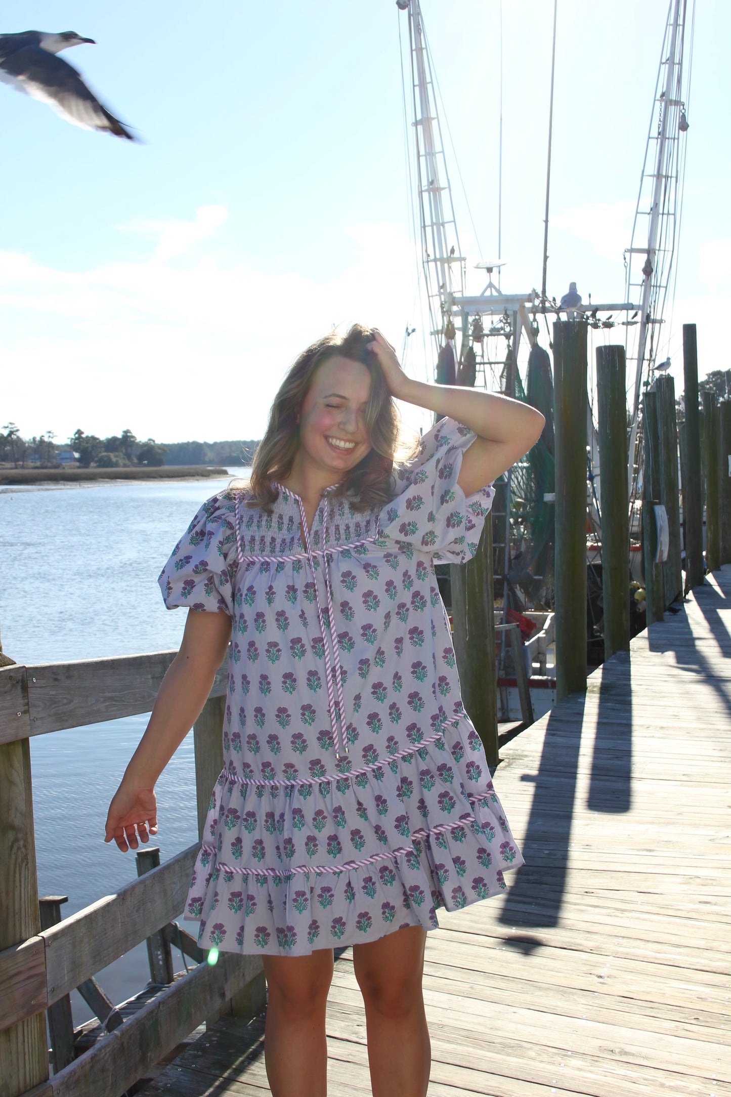 Lavender Block Print Dress