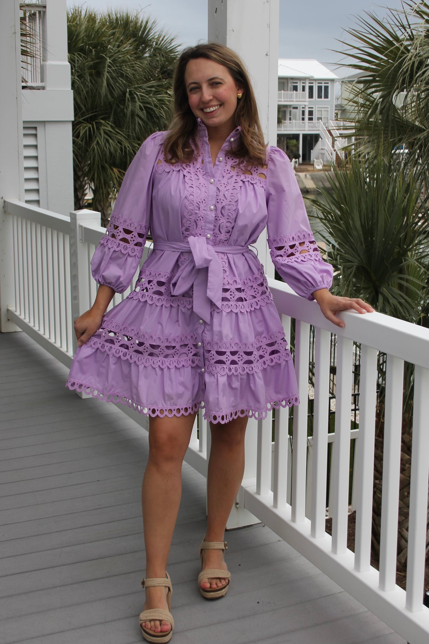 Lilac Pearl Button Dress