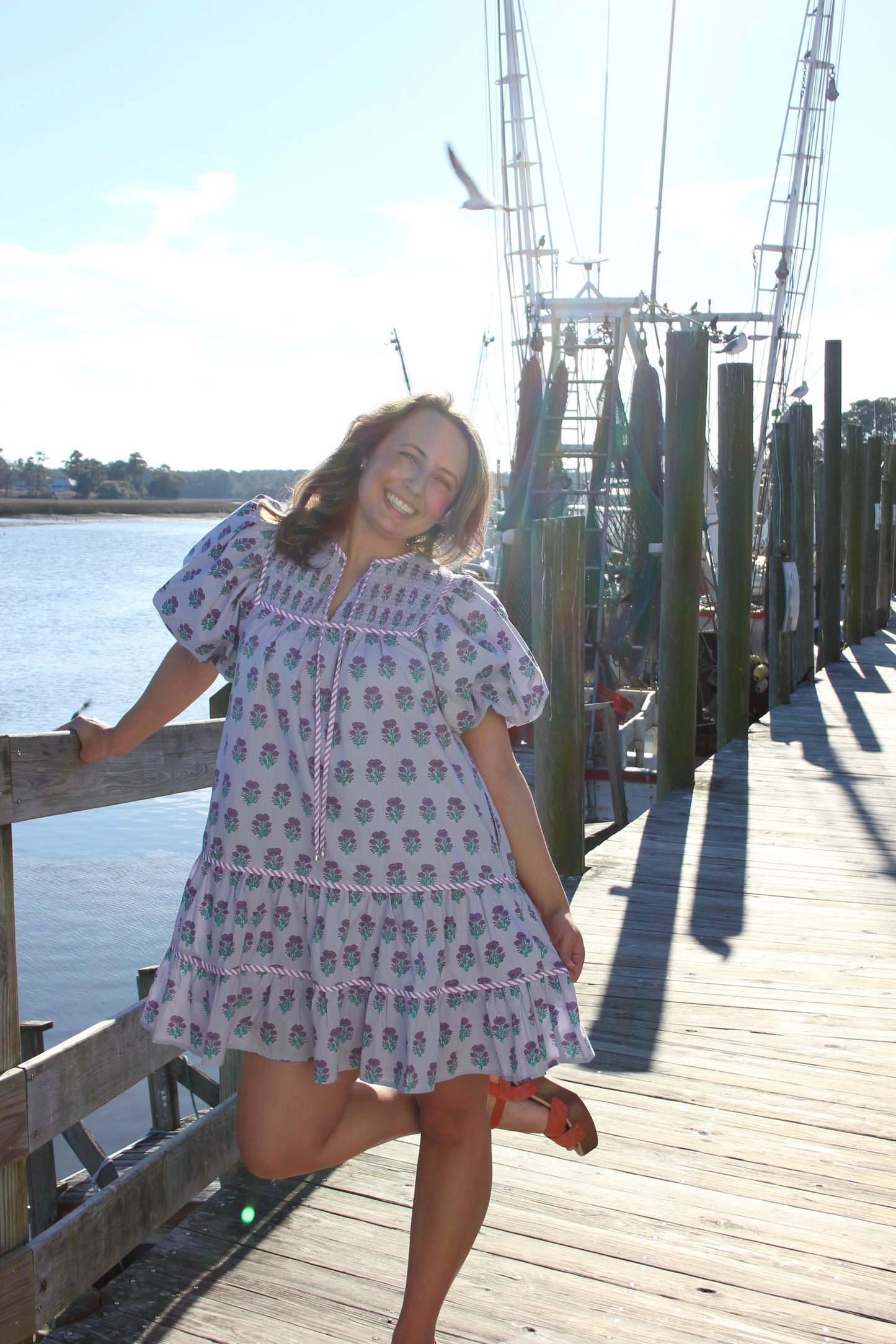 Lavender Block Print Dress