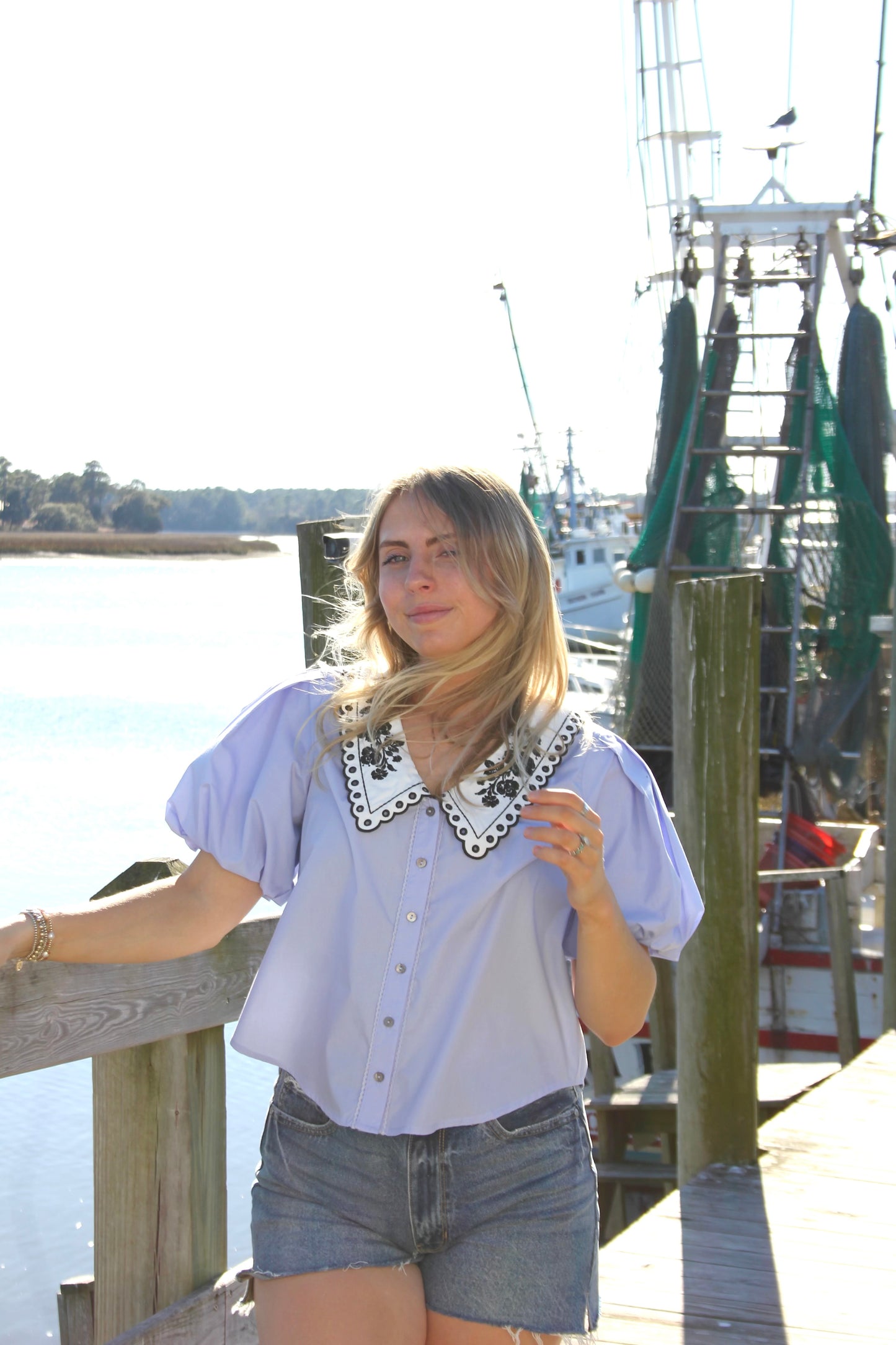 Chambray Collar Blouse