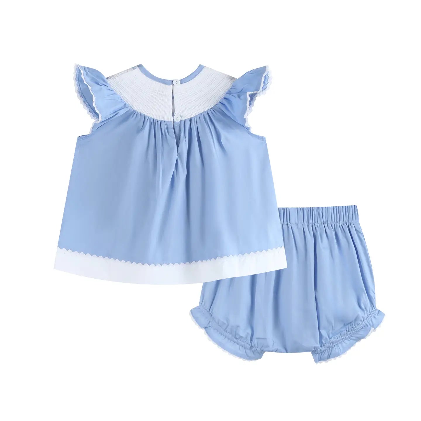 Periwinkle Blue Crosses Smocked Set