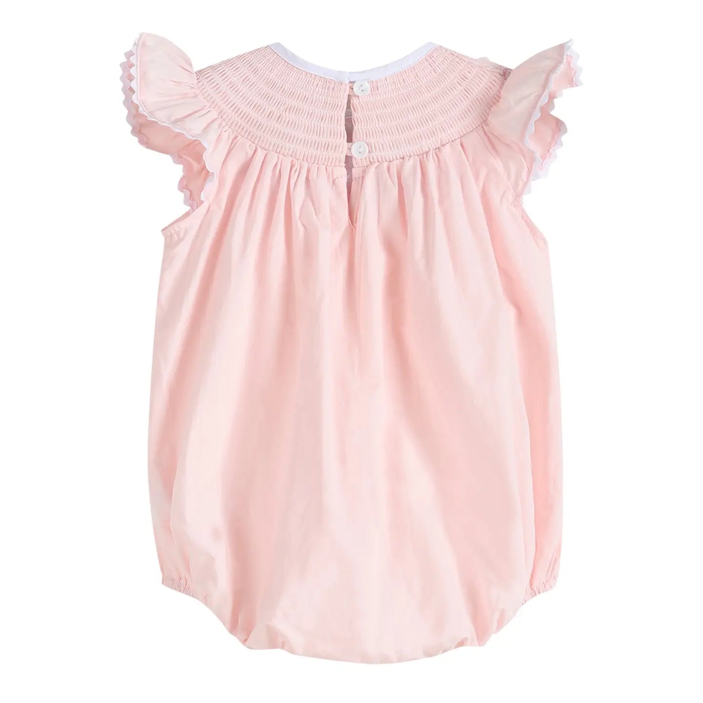 Pink Running Bunnies Smocked Flutter Romper