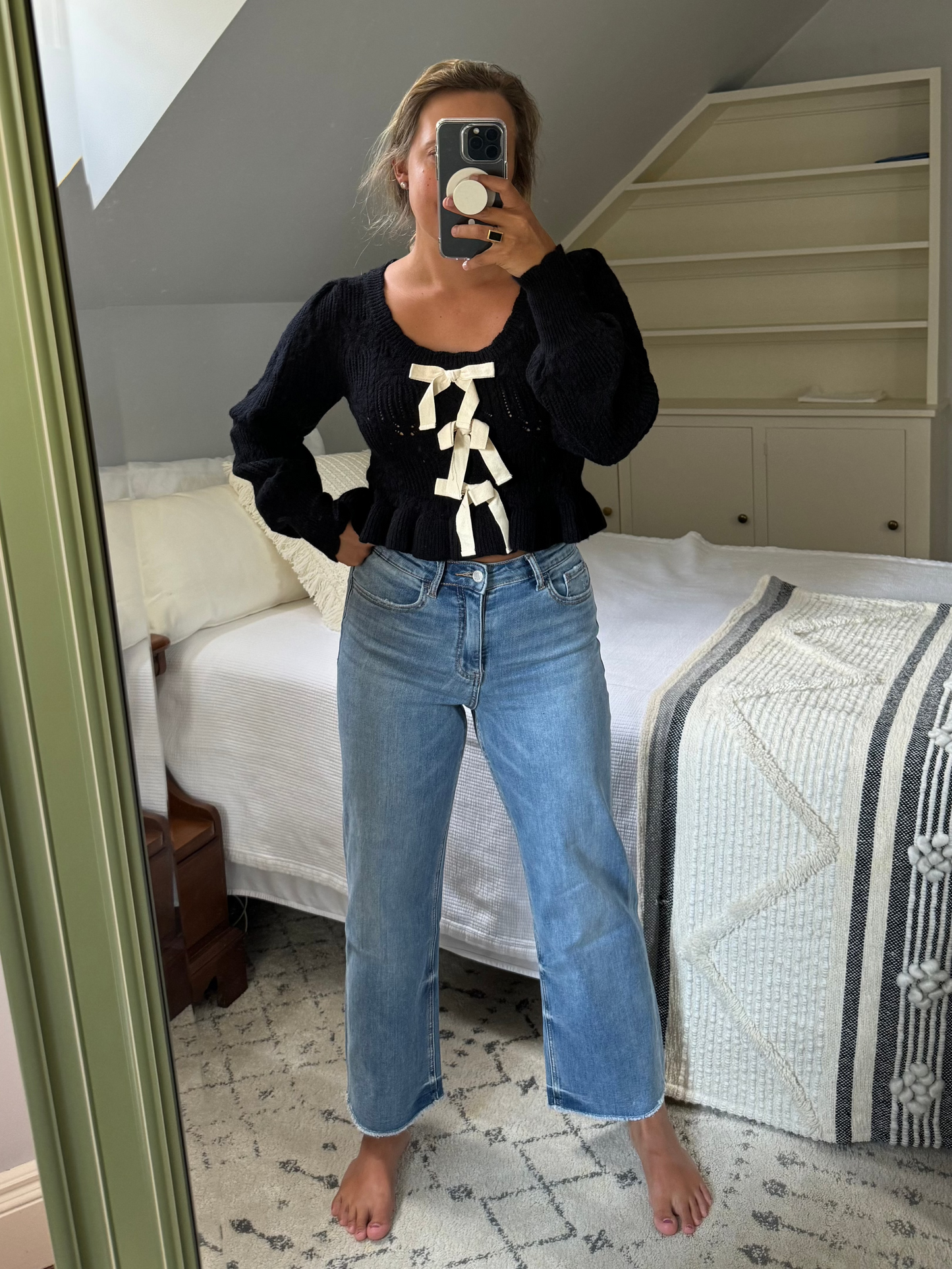 High Rise Cropped Wide Leg Denim