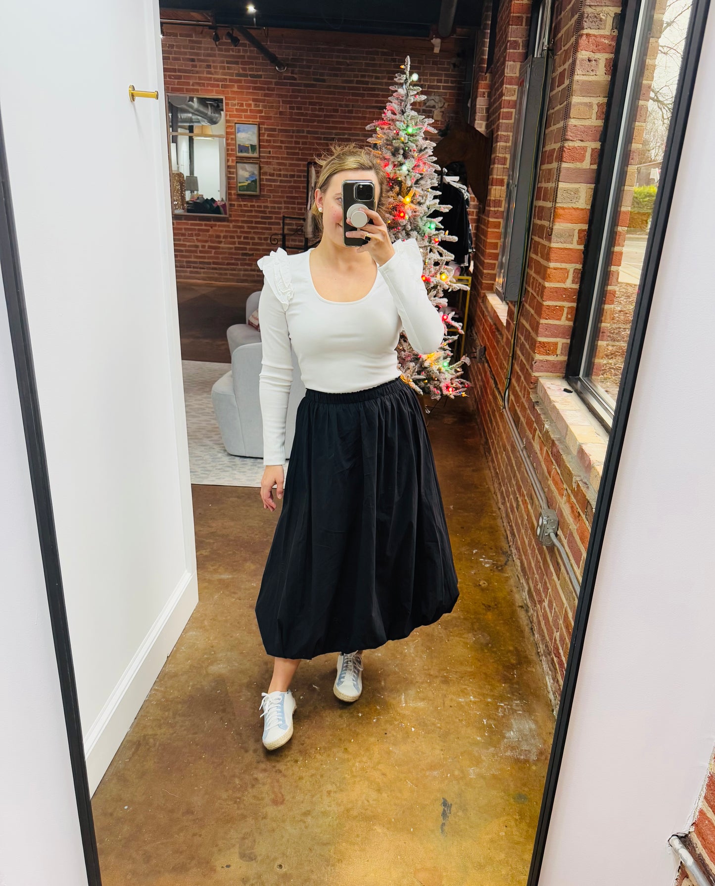 Black Midi Bubble Skirt