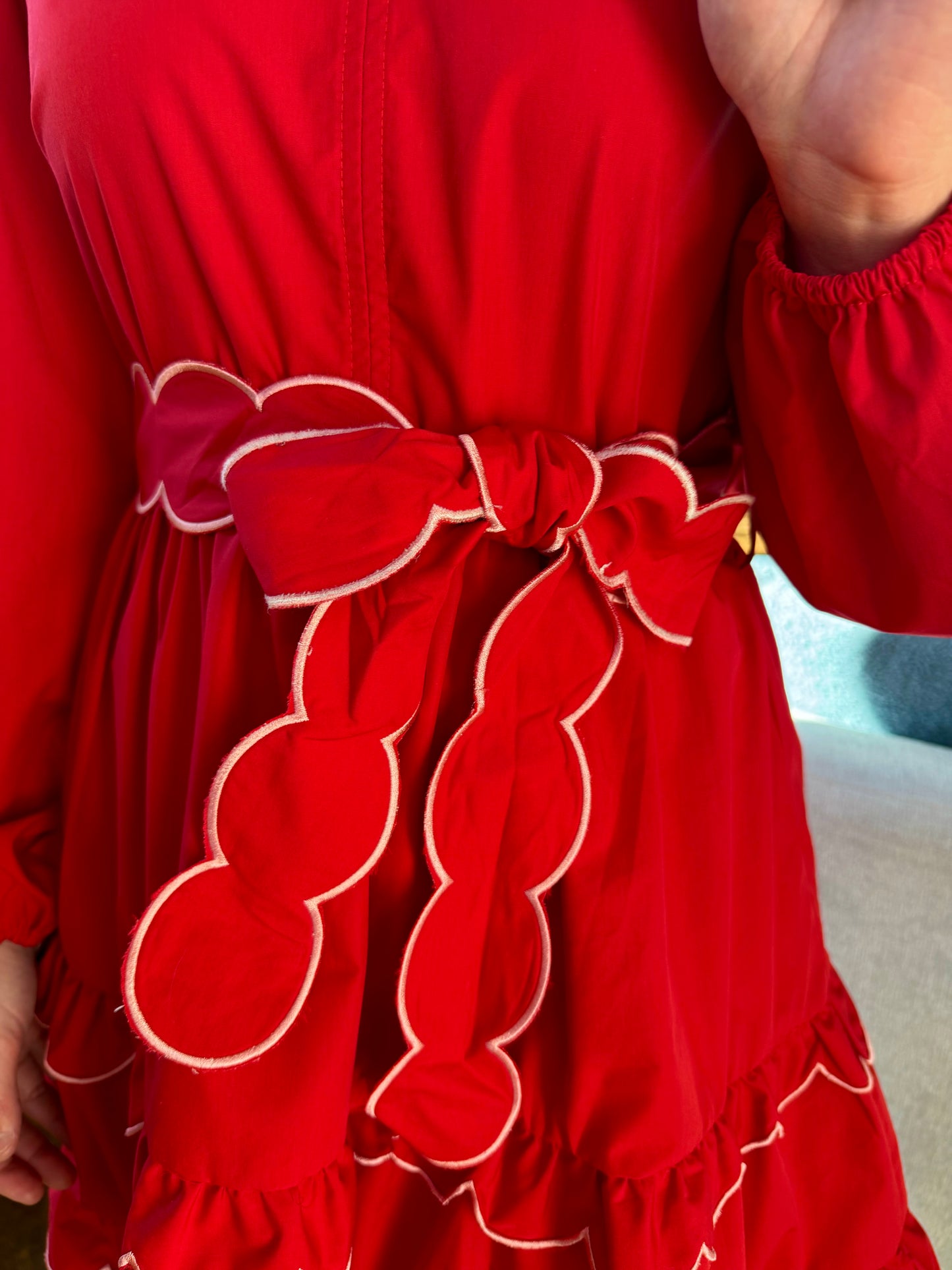 Red & Pink Scallop Dress