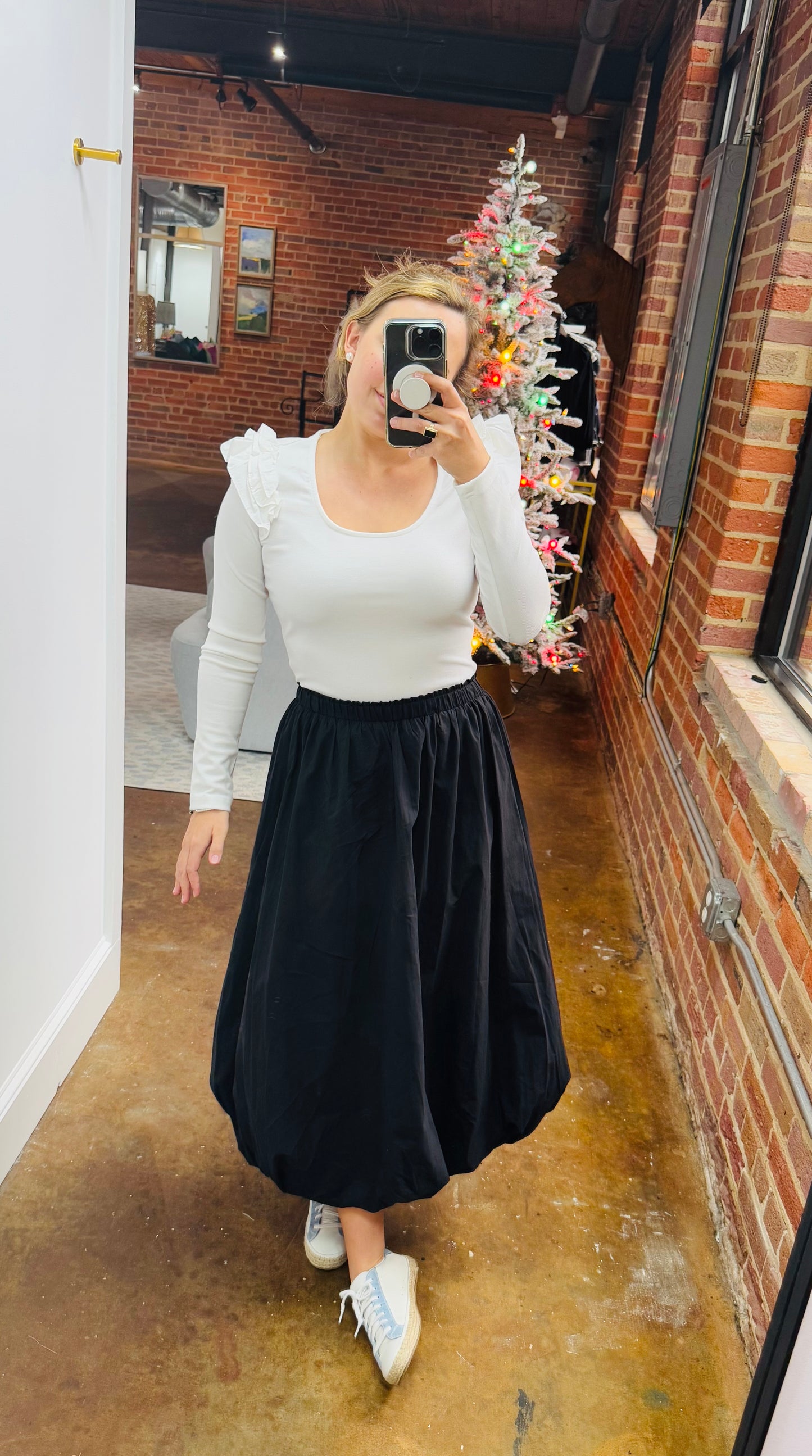 Black Midi Bubble Skirt