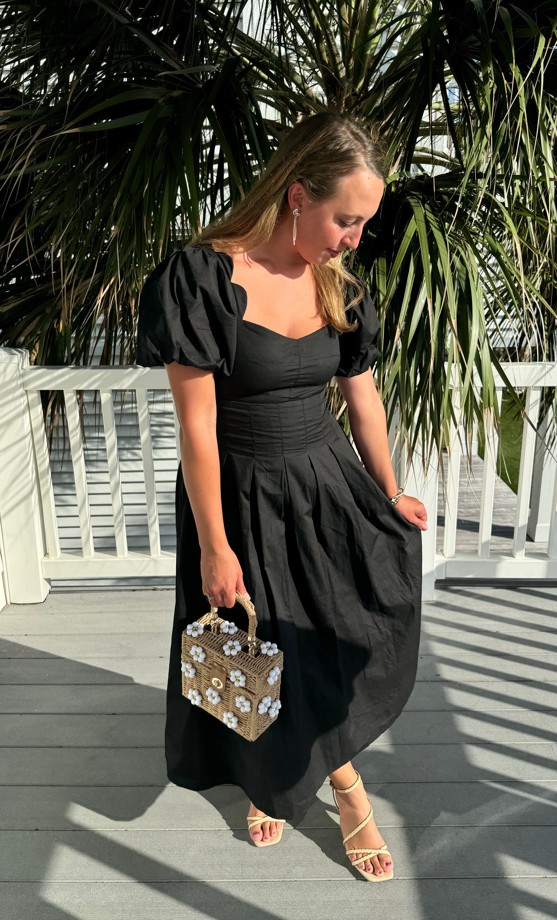 Black Scallop Puff Sleeve Dress Pretty in Culler Black Scallop Puff Sleeve Dress Pretty in Culler