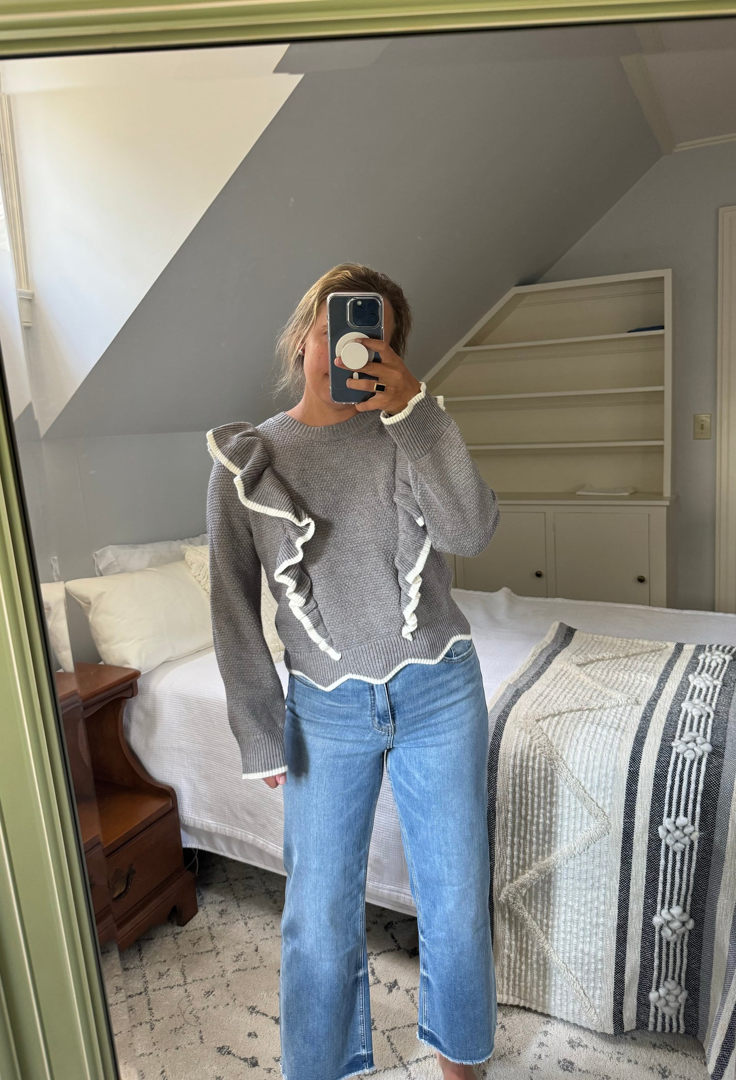 Grey Flutter Sweater