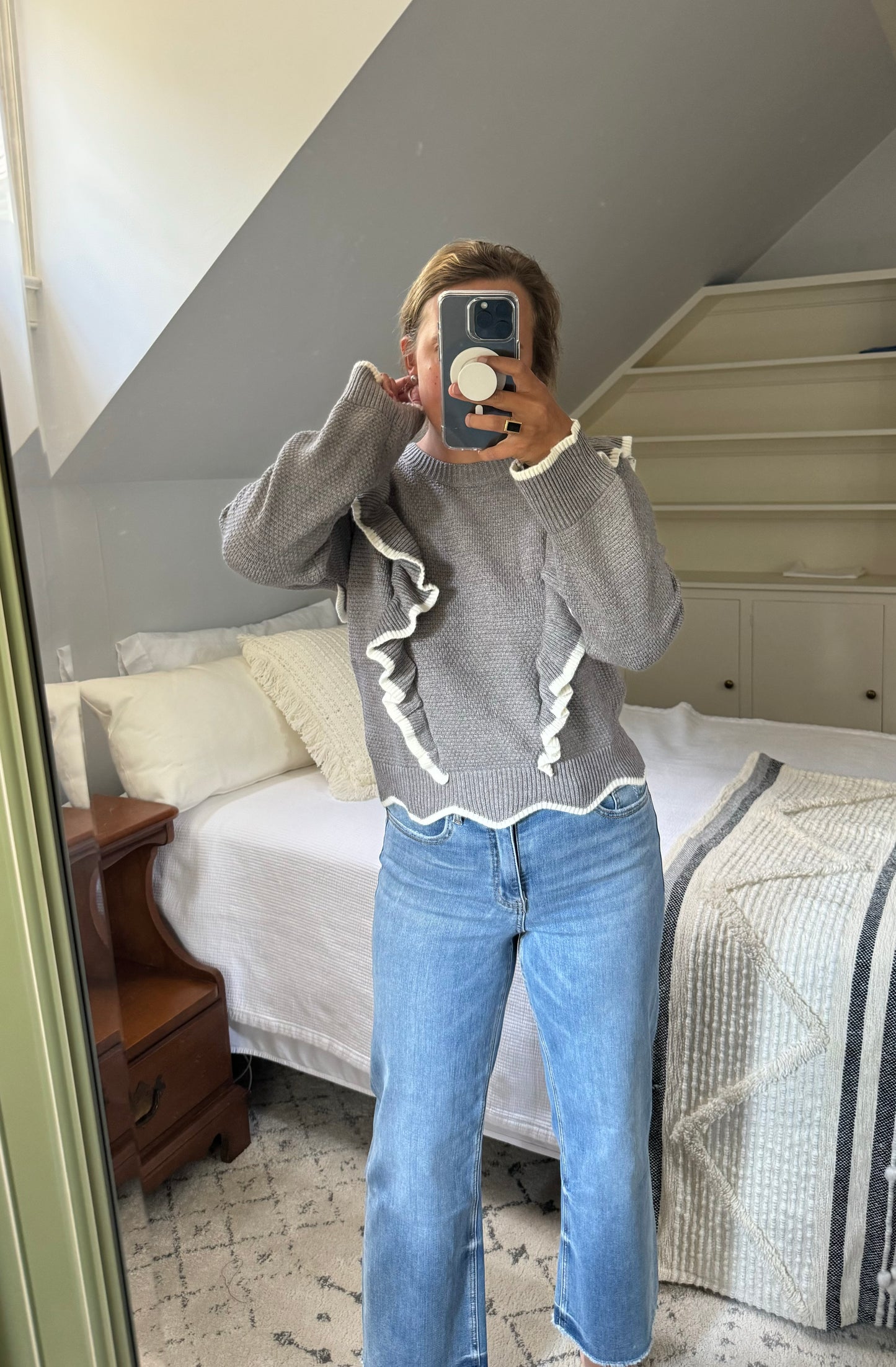 Grey Flutter Sweater