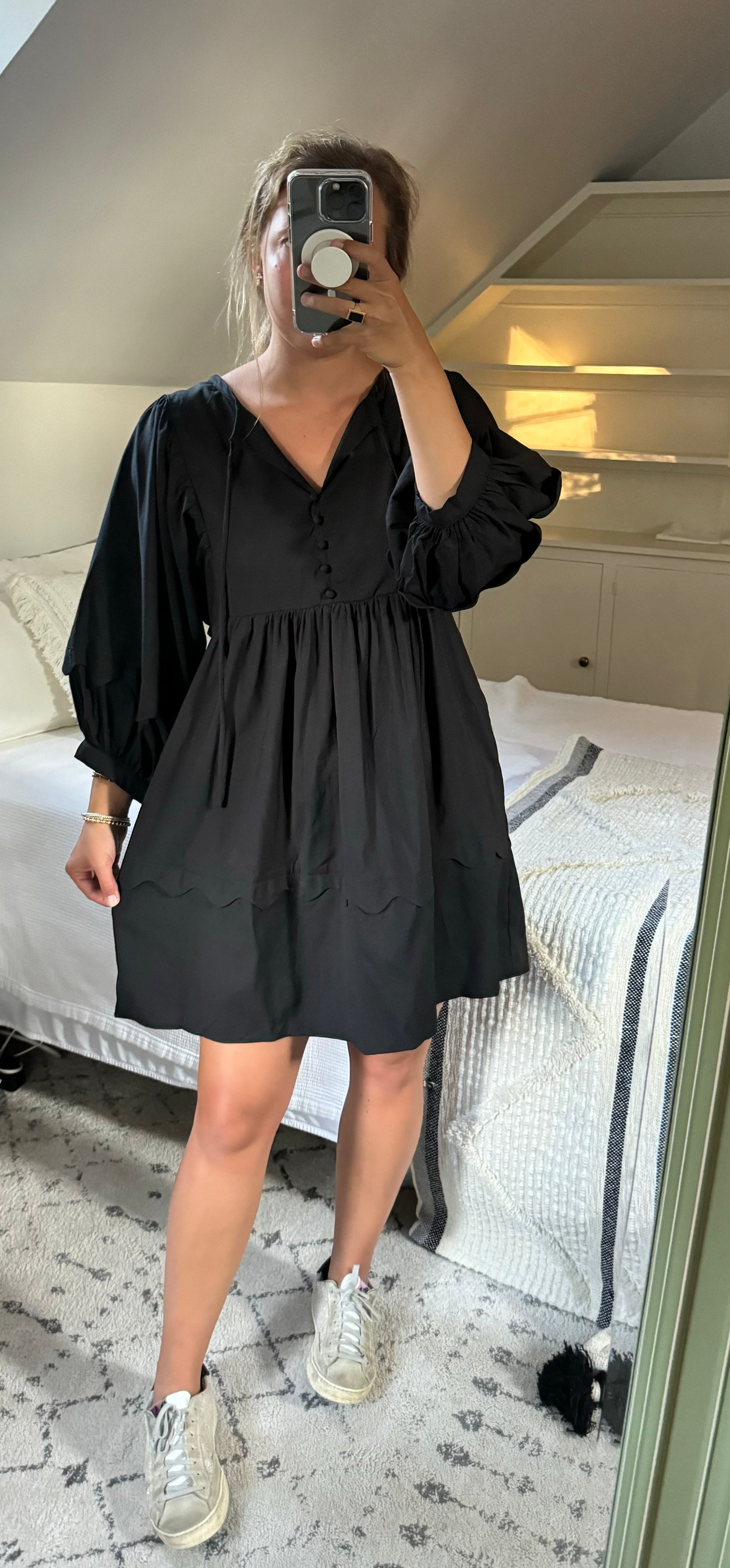 Black Button & Scallop Dress Pretty in Culler Black Button & Scallop Dress Pretty in Culler
